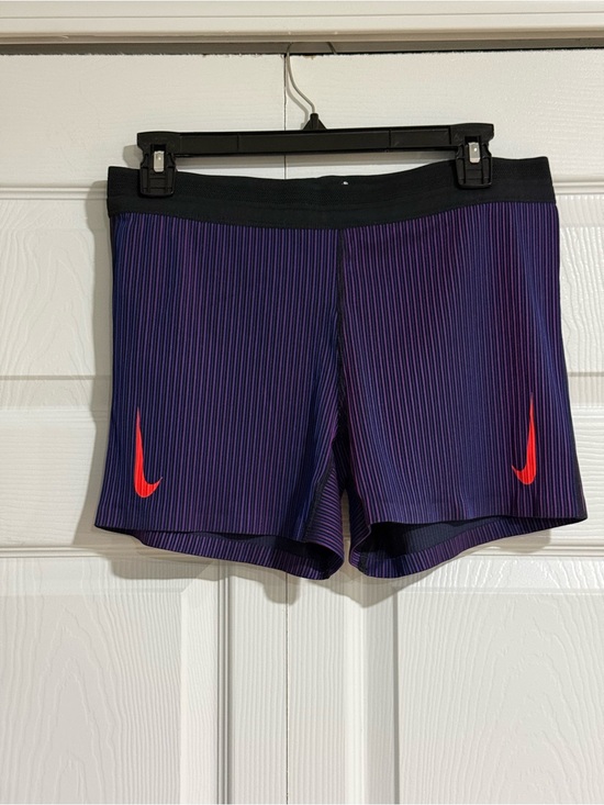 Nike Pants - Nike Women's Purple Pinstripe Running Shorts with Red Swoosh